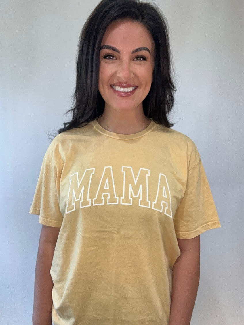 Yellow Mineral Wash MAMA Puff Tee