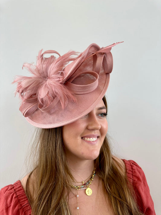 Dusty Rose Feather Fascinator
