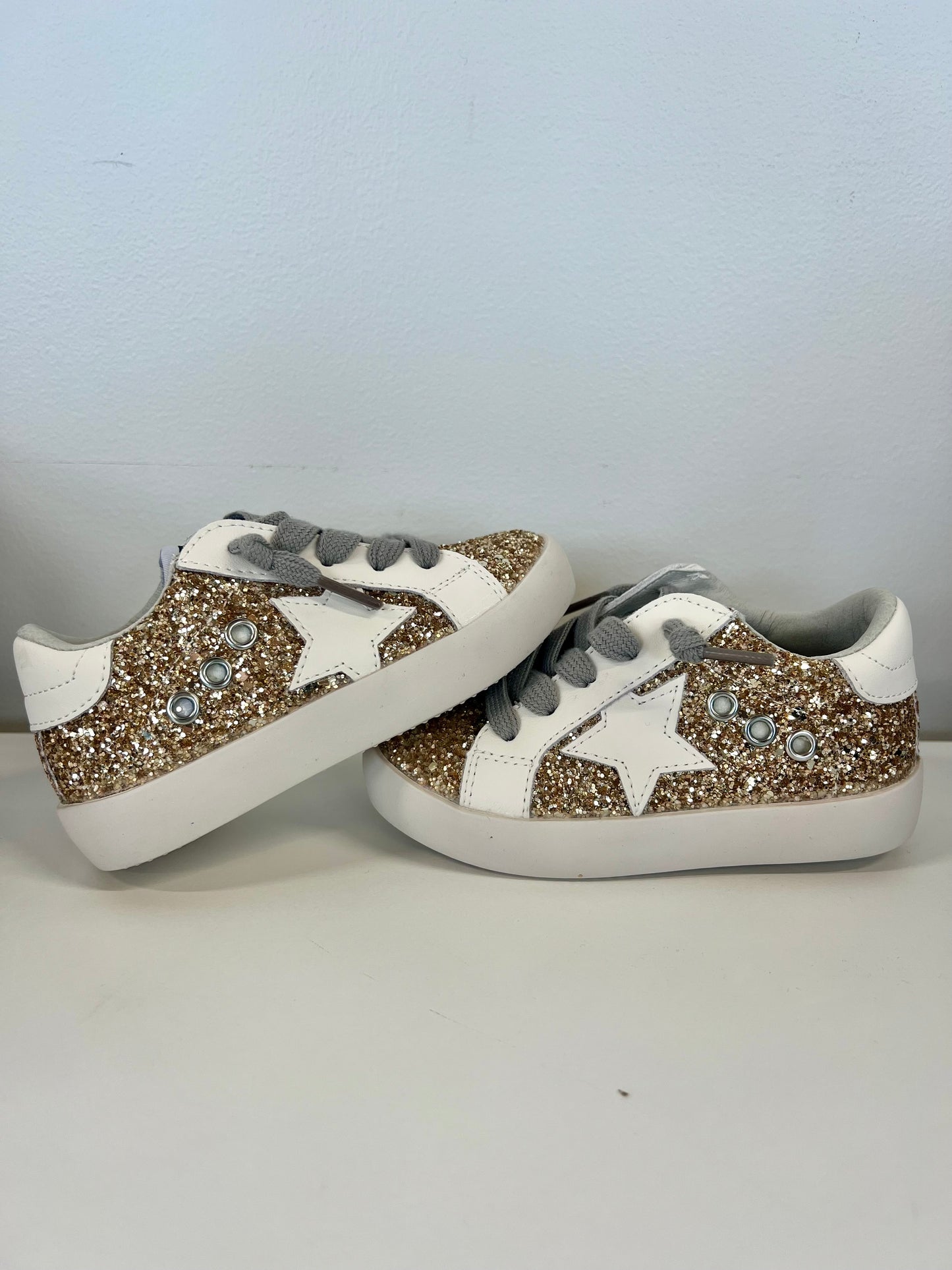 Gold Glitter Star Toddler Girls Sneaker
