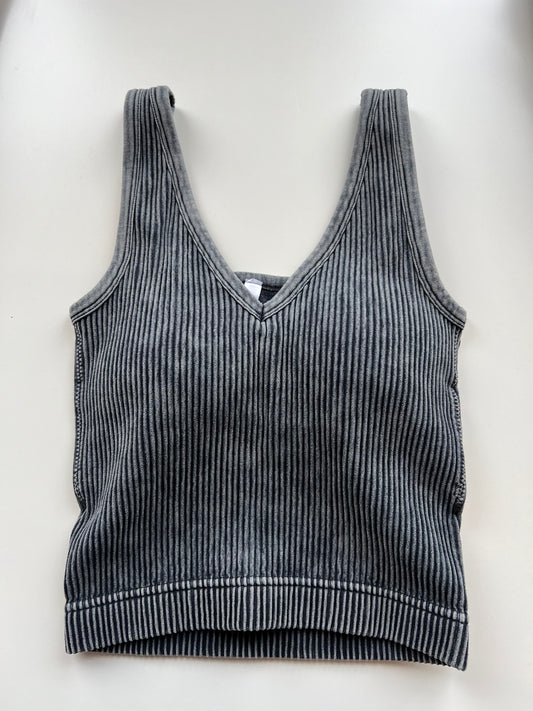 Charcoal Ribbed Tank Top