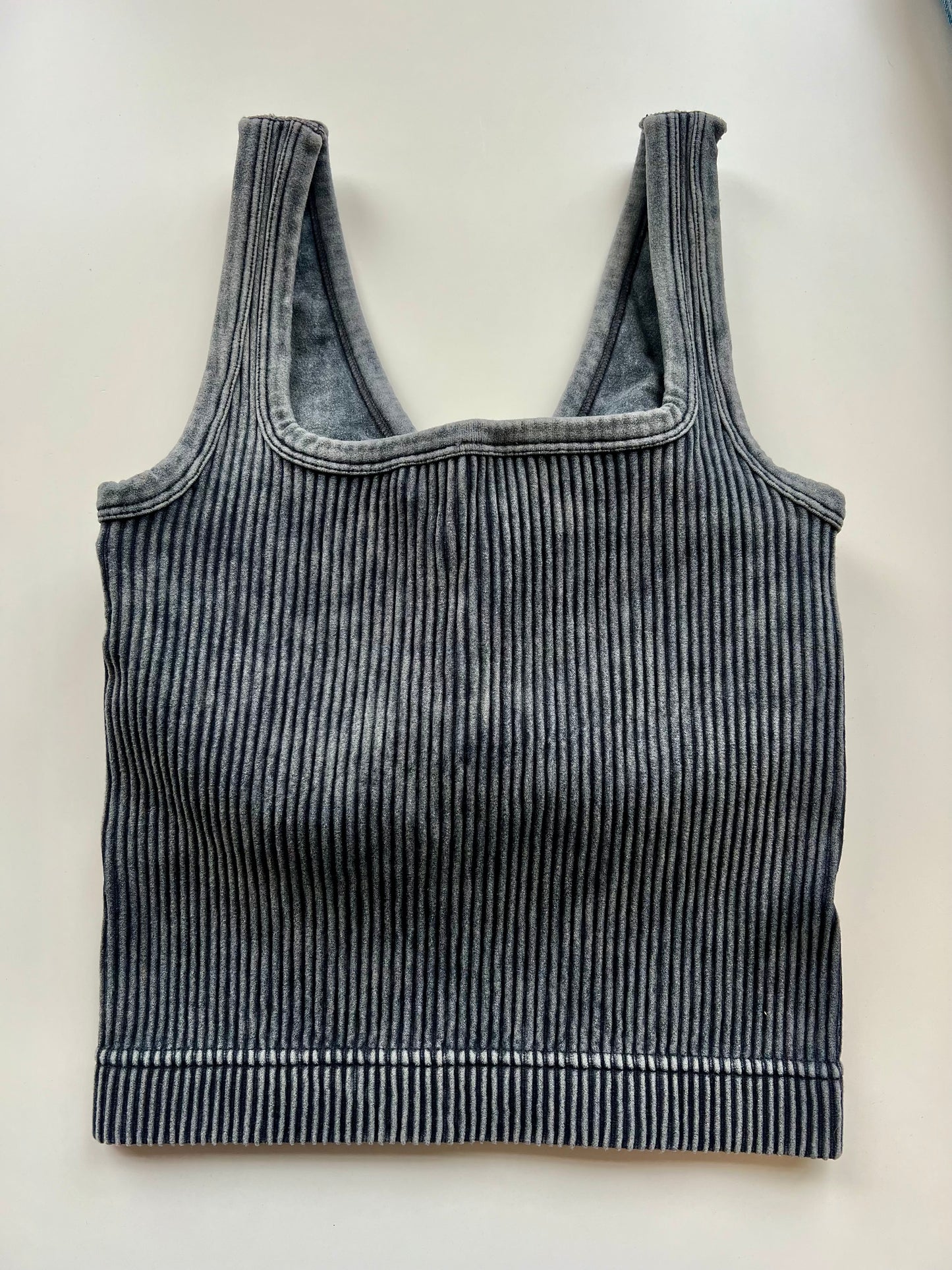 Charcoal Ribbed Tank Top