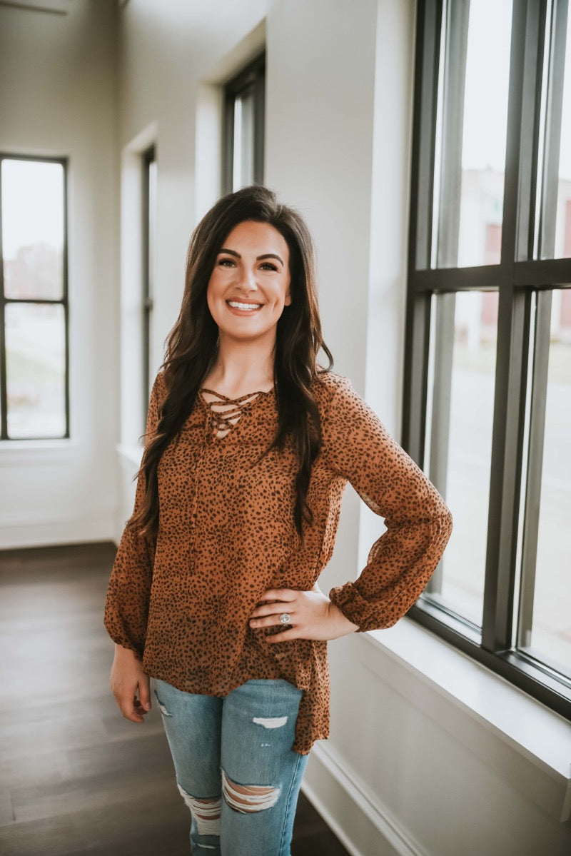 Brown Cheetah Blouse