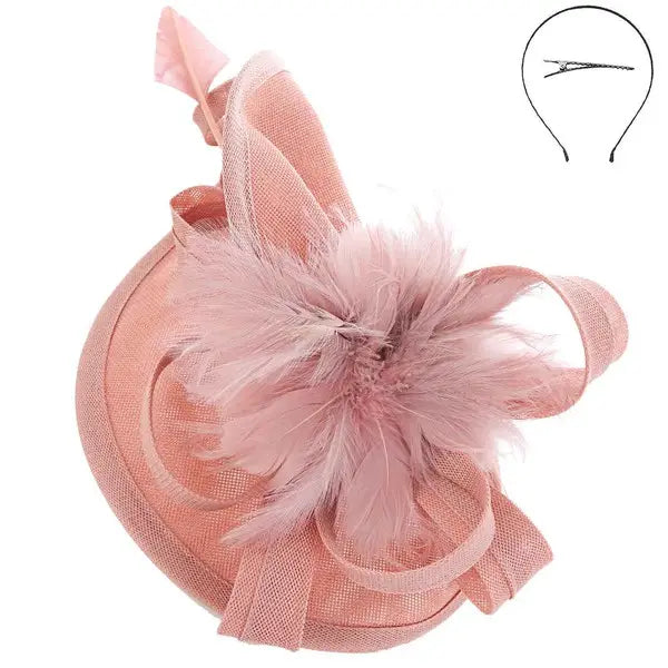 Dusty Rose Feather Fascinator
