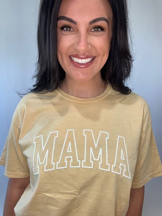 Yellow Mineral Wash MAMA Puff Tee