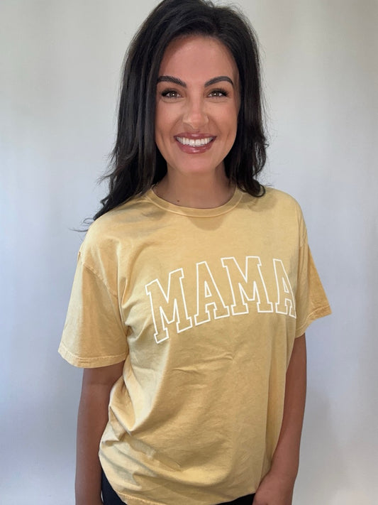 Yellow Mineral Wash MAMA Puff Tee