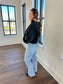 Black Washed Half Zip Pullover Hoodie