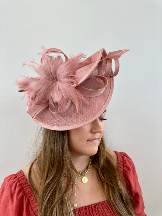 Dusty Rose Feather Fascinator