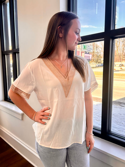 Lace V Neck Top