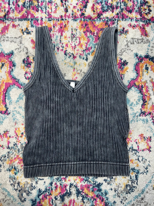 Charcoal Ribbed Tank Top