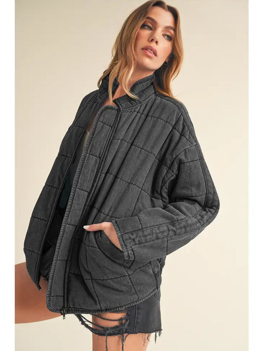 Washed Black Quilted Jacket SALE